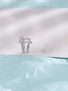 1pc Copper Alloy Four-pointed Star Shaped Ear Clip For Women - Silver - View 1