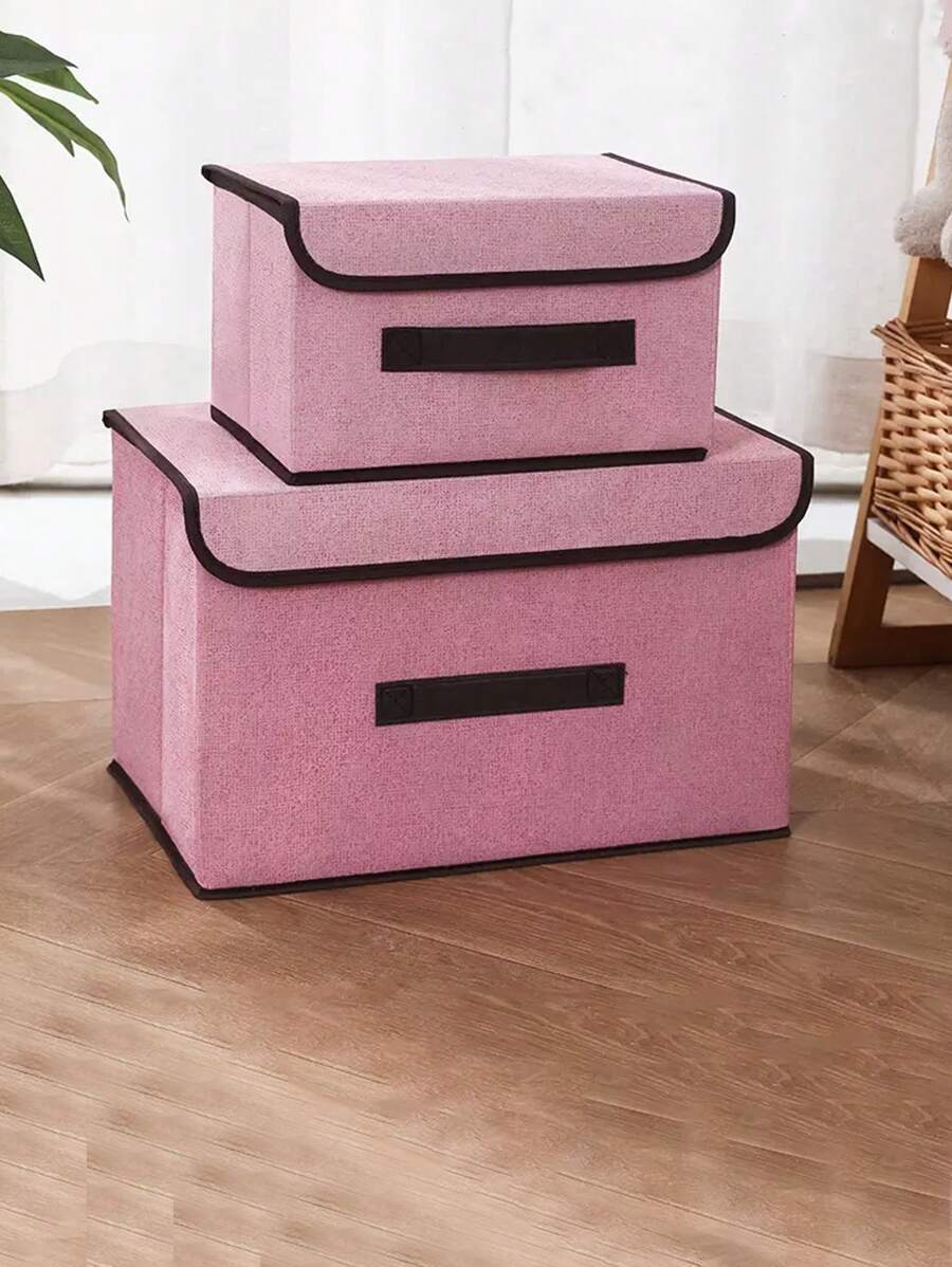 1 件布艺折叠收纳盒，便携式衣物、内衣、胸罩、袜子收纳盒，防尘防潮柜式收纳盒，2 个真空压缩袋，衣柜收纳袋 - 粉色 - 查看 1