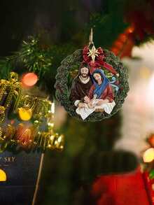 1pc Jesus' Birth & Christmas Tree Decoration Hanging Pendant - Multicolor - View 3