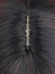 Women's Wig Length 26 Inches Red Black Air Bangs Long Straight Hair Natural Soft Beautiful Charming Synthetic Wig Suitable For Daily Party Halloween Use - Multicolor - View 5