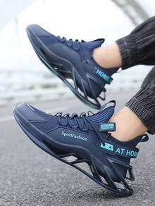 男式膠底pu獻網面增高運動跑鞋,大尺碼休閒運動鞋