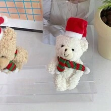 聖誕熊禮物-1入組泰迪熊毛絨掛件,可愛的泰迪熊填充動物,ins鑰匙扣 - 棕色泰迪熊 - 查看 6