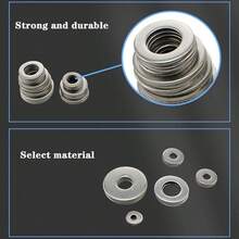 50入組304不鏽鋼扁環墊圈型號M2 M3 M4 M5 M6 M8不鏽鋼扁墊圈，適用於挡泥板螺丝、螺栓、五金和鎖定 - 銀色 - 查看 5