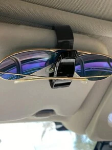 1入組黑色汽車防曬遮陽板夾櫥,眼鏡支架,汽車眼鏡卡夾,眼鏡框架,適用於汽車 - 黑色 - 查看 6