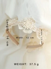 Angel Neitiri 1件花朵发箍发饰，手工蕾丝发箍，适合所有头围，适合青少年 - 藕粉色 - 查看 4