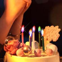 6pcs/12pcs Colorful Flames Birthday Candles - Multicolor - View 4