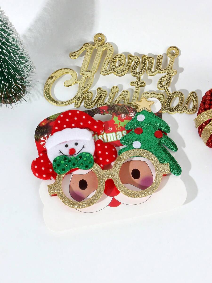 1只多色毛毡聖誕眼鏡,有趣的眼鏡,聖誕派對禮物,裝飾