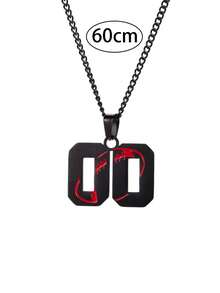1款足球球衣號碼0-99朋克風不銹鋼紀念吊墜項鍊 - 黑色 - 查看 10