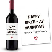 2 件有趣的生日快樂瓶標籤,情侶酒瓶貼紙,自黏酒標籤,丈夫朋友的生日快樂卡,男士生日卡,個人化生日卡 - 米色 - 查看 2