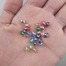 100 Piezas 4x6mm Abalorios De Cristal En Forma De Lágrima Con Agujero Recto Para Hacer Joyas, Revestimiento De Color Ab - 4x6mm - Ver 4