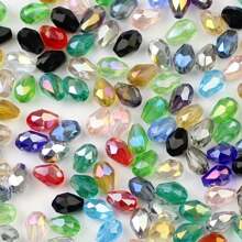 100 Piezas 4x6mm Abalorios De Cristal En Forma De Lágrima Con Agujero Recto Para Hacer Joyas, Revestimiento De Color Ab - 4x6mm - Ver 1