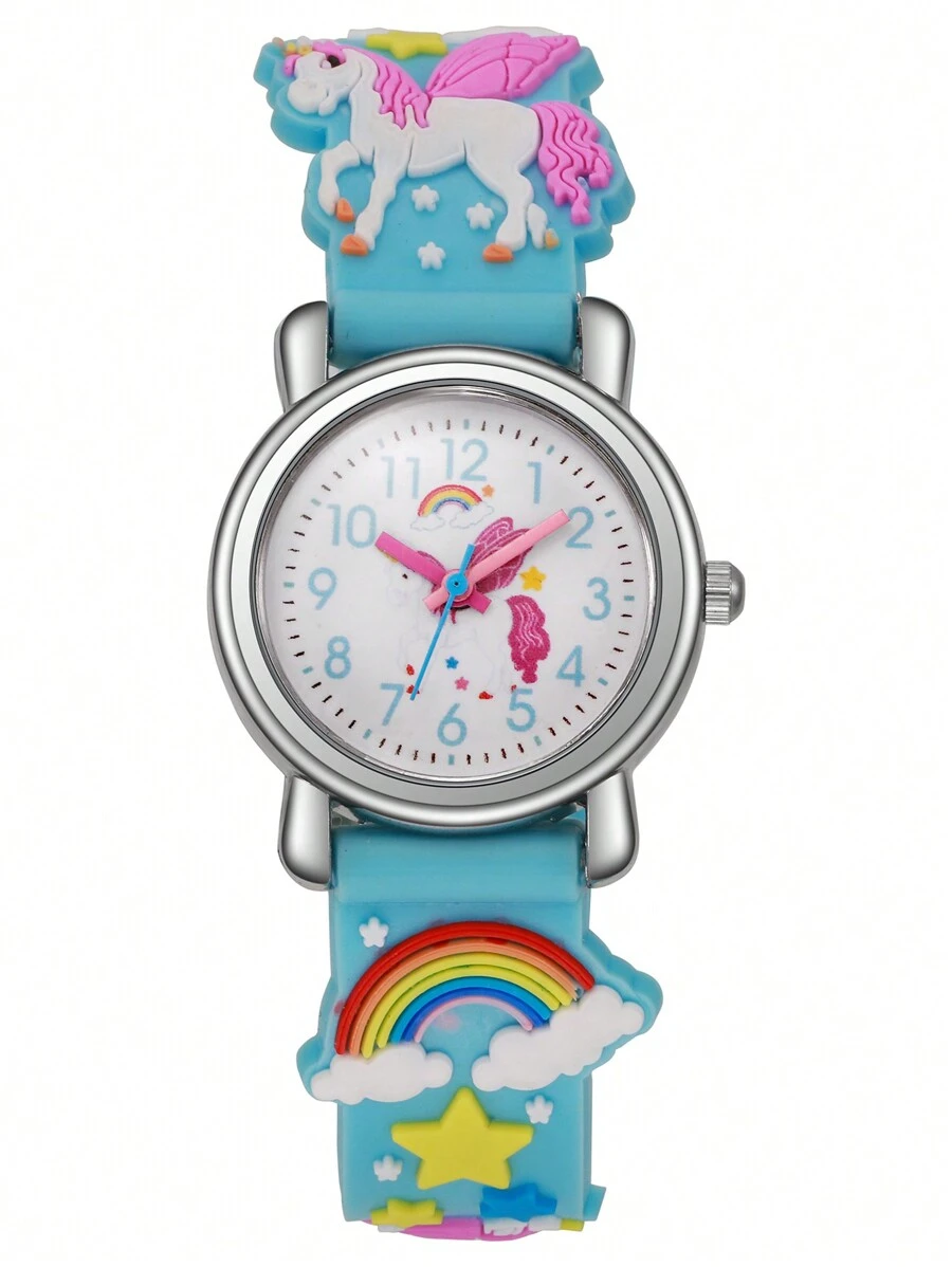Bonito Reloj Para Niños Con Dibujos Animados Para Estudiantes De Escuela Primaria Y Jardín De Infancia - Azul - Ver 1
