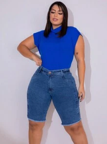 Stillger Moda Jeans Plus Size Denim Shorts - Medium Wash - View 3