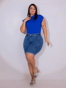 Stillger Moda Jeans Plus Size Denim Shorts - Medium Wash - View 5