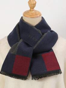 A Men's Simple, Fashionable And Gentlemen's Style Soft And Versatile Winter Scarf For Men - Navy Blue - View 3