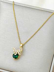 1款優雅浪漫的蝴蝶鑽飾項鍊,適合約會、派對、禮物和珠寶配飾