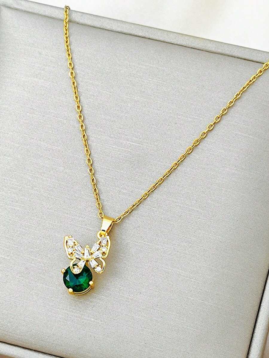 1款優雅浪漫的蝴蝶鑽飾項鍊,適合約會、派對、禮物和珠寶配飾