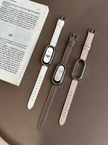1 pièce Bracelet de montre en cuir grain de litchi avec boucle unisexe, étui de protection compatible avec Xiaomi Mi Band 10/9/8/7/6/5/4/3, Xiaomi Mi Band 9/8 Active, Redmi Band 2 avec NFC