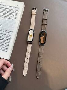 1 pièce Bracelet de montre en cuir grain de litchi avec boucle unisexe, étui de protection compatible avec Xiaomi Mi Band 10/9/8/7/6/5/4/3, Xiaomi Mi Band 9/8 Active, Redmi Band 2 avec NFC