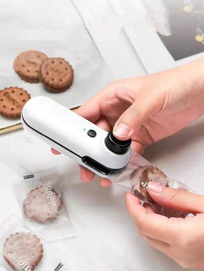 1入組可充電2合1迷你密封機,儲存袋塑料包裝零食密封器夾袋手持熱封機,袋式熱封機用於食品儲存