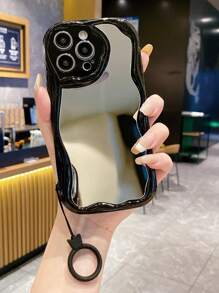 1个镜子 + 1个黑色皇冠指环 + 1个彩色奶油布丁图案手机壳（透明/奶白/黑色），兼容/三星/小米/红米/Infinix/vivo/Oppo，国际版，非国内版 - 黑色 - 查看 2