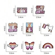 批發彩虹&國旗&卡通鴨子&心形&女孩英文徽章&蝴蝶形合金胸針,附註有英文詞語