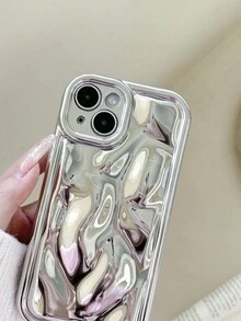 1入銀色鍍層凹凸紋理TPU防震手機殼，適用於蘋果iPhone 11/ iPhone 12/ iPhone 13 - 銀色 - 查看 2