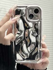 1入銀色鍍層凹凸紋理TPU防震手機殼，適用於蘋果iPhone 11/ iPhone 12/ iPhone 13 - 銀色 - 查看 5