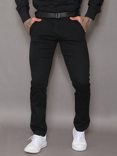 Calça Masculina em Sarja com Elastano Estilo Alfaiataria Esporte Fino Elegante com Bolsos Alta Durabilidade