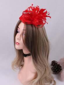 女式小禮帽,適用於下午茶派對、婚禮,有花朵、網紗、可替換髮夾和頭帶