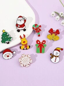 1入組可愛的聖誕老人、雪人、雪花、聖誕樹diy金屬小徽章裝飾配件,適用於袋飾、聖誕禮物、情人節、時尚、流行,適用於青少年、女性大學生、老師、新手和白領階層,有趣的禮物,聖誕裝飾,平安夜裝飾