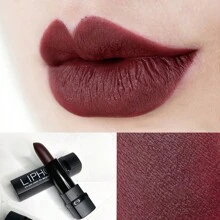 Lápiz labial mate burdeos oscuro de estilo gótico, color de la reina, perfecto para Halloween como vampiro o para cosplay - rojo sangre oscuro - Ver 1