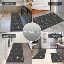 1pc Anti-fatigue Kitchen Floor Mat, Waterproof & Oilproof & Easy To Clean, Crystal Velvet Soft Non-slip Rug For Home - Dark Grey - View 7
