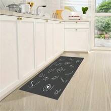 1pc Anti-fatigue Kitchen Floor Mat, Waterproof & Oilproof & Easy To Clean, Crystal Velvet Soft Non-slip Rug For Home - Dark Grey - View 2