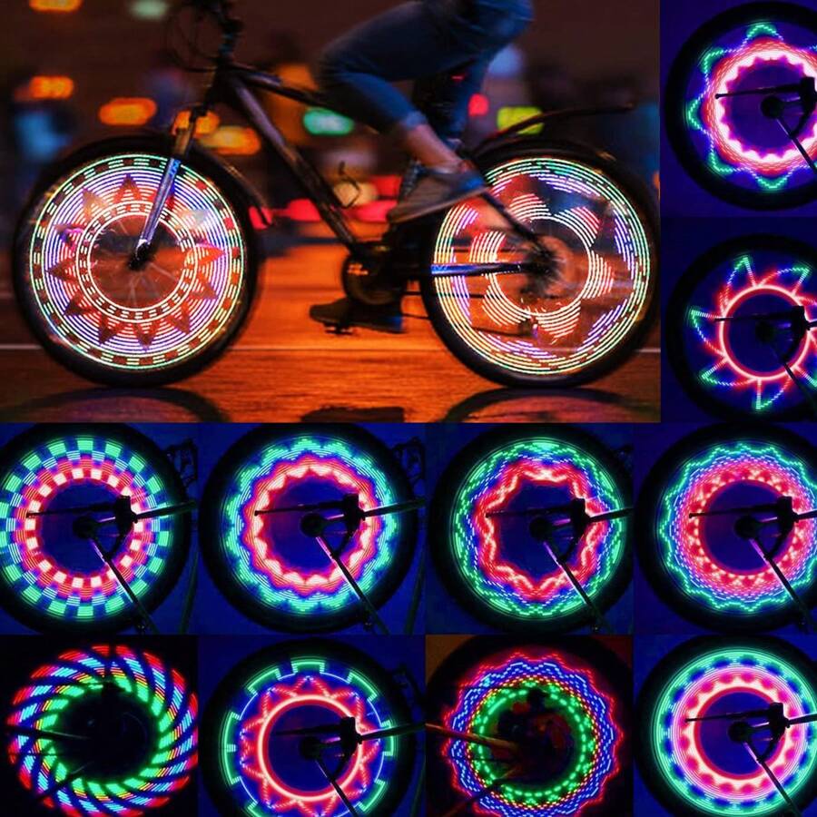 3D Bicycle Spoke 32Led Lights, 30Pcs Changes Patterns Waterproof Bicycle Wheels Lights, Bicycle Spoke Tire Light with For Riding/cycling Lighting - White - View 1
