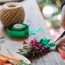 1pc Christmas Ribbon 1.6 Inch X 25 Yards Red And Forest Green Ribbon Double Face Polyester Satin Ribbon Wide Holiday Ribbon For Wedding Gift Wrapping Crafts - Green - View 2