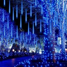 1套 Led 太陽能流星雨燈,防水花園燈,30/50cm 8 管,適用於戶外裝飾,適用於感恩節、聖誕節、萬聖節、婚禮、聖誕樹等 - 藍色 - 查看 3