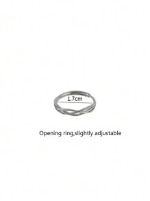 1 枚簡約幾何交叉線開口戒指