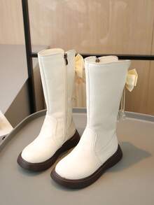 1雙女童時尚、透氣、舒適長筒靴,柔軟鞋底