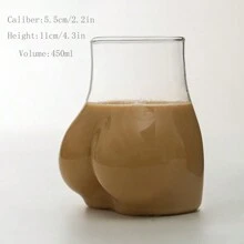 1入組有趣又性感又可愛的臀形玻璃杯,適合飲用咖啡、冷飲等,創意玻璃茶杯禮物送給朋友