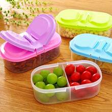 1pc Double Layers Food Storage Container For Fruits And Vegetables, Plastic Kitchen Food Preservation Box, Multi-functional Kitchen Storage Tool - Blue - View 3