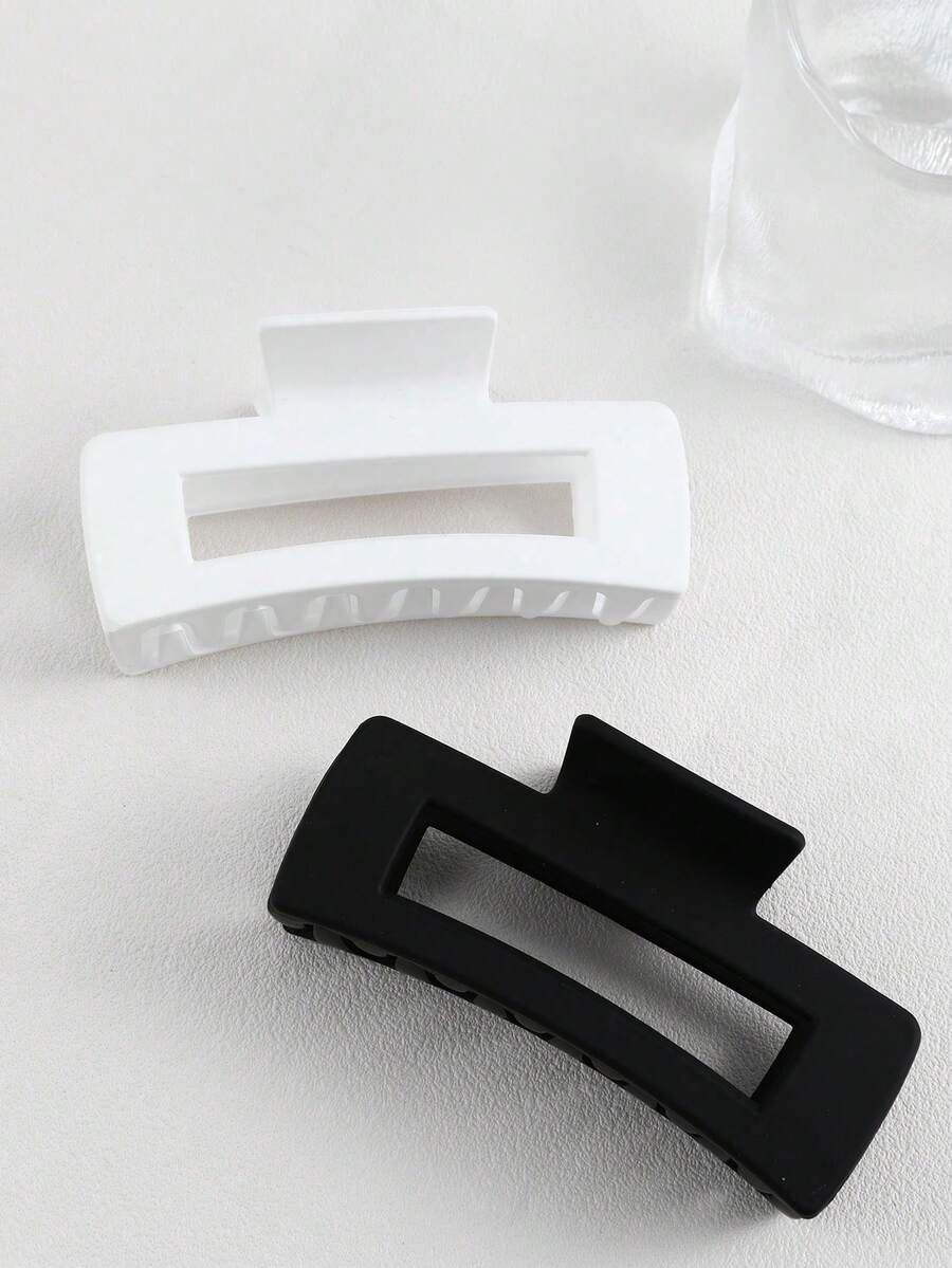 2 chiếc kẹp tóc trơn màu mờ & mờ cỡ lớn với thiết kế tối giản - Nhiều màu - Xem 1