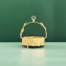 060730163 Golden Multipurpose Metal Decorative Tray - Gold - View 10