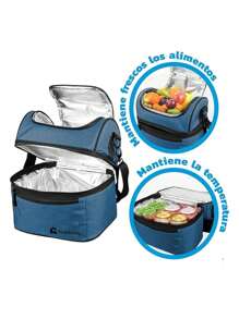 Lonchera Bluelander Portátil de Dos Pisos con Aislamiento Térmico y Diseño Impermeable - azul real - Ver 5