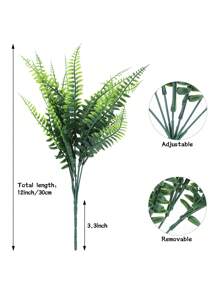 10 件/套人造植物逼真塑料绿植绿色仿植物适用于户外花园酒店圣诞装饰
