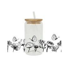 1pc Cartoon Printed Graffiti Water Bottle Sticker, 23cmx11cm - Black and White - View 1