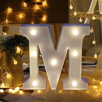 Letras LED luminosas de 26 letras y números del 0 al 9, lámpara de decoración para boda, cumpleaños, Navidad, fiesta, dormitorio, de 16CM de altura (sin batería)