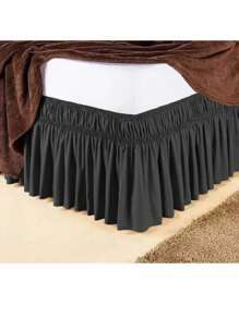 Saia Para Cama Box Colchão Casal Queen Microfibra 2 Elásticos PRETO - Preto - Visão 1