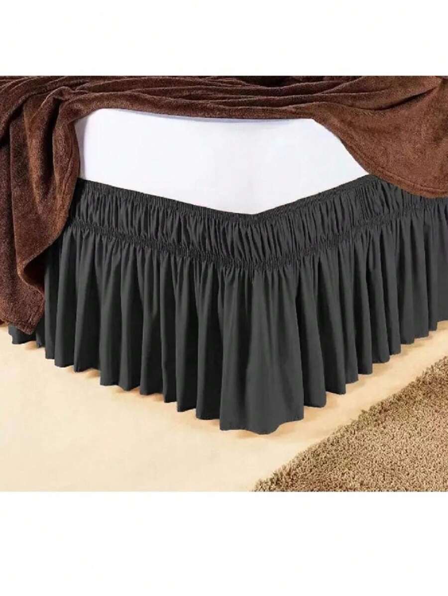 Saia Para Cama Box Colchão Casal Queen Microfibra 2 Elásticos PRETO - Preto - Visão 1