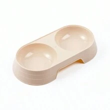 Macaron-colored Pet Double Bowls - Apricot - View 1